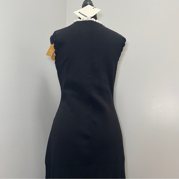 NEW! SANDRO- MAXI DRESS WITH CROCHET DETAILING Black White Size Small Summer - Picture 12 of 14